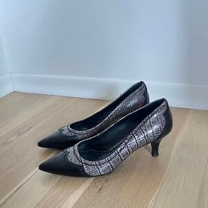 Vintage Prada Croc Embossed Kitten Heel Pumps Y2K Prada Pointed Toe Heels Size 6